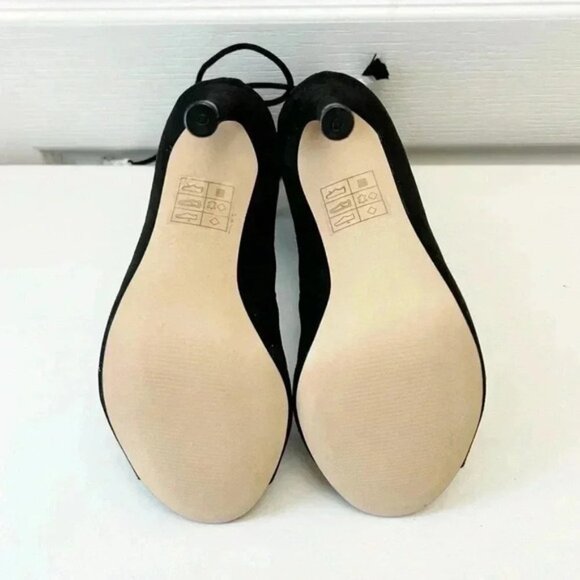 Aldo Sergioa Lace Up Stiletto Heels Peep Toe Black Micro Suede Size 7.5 - Picture 11 of 16